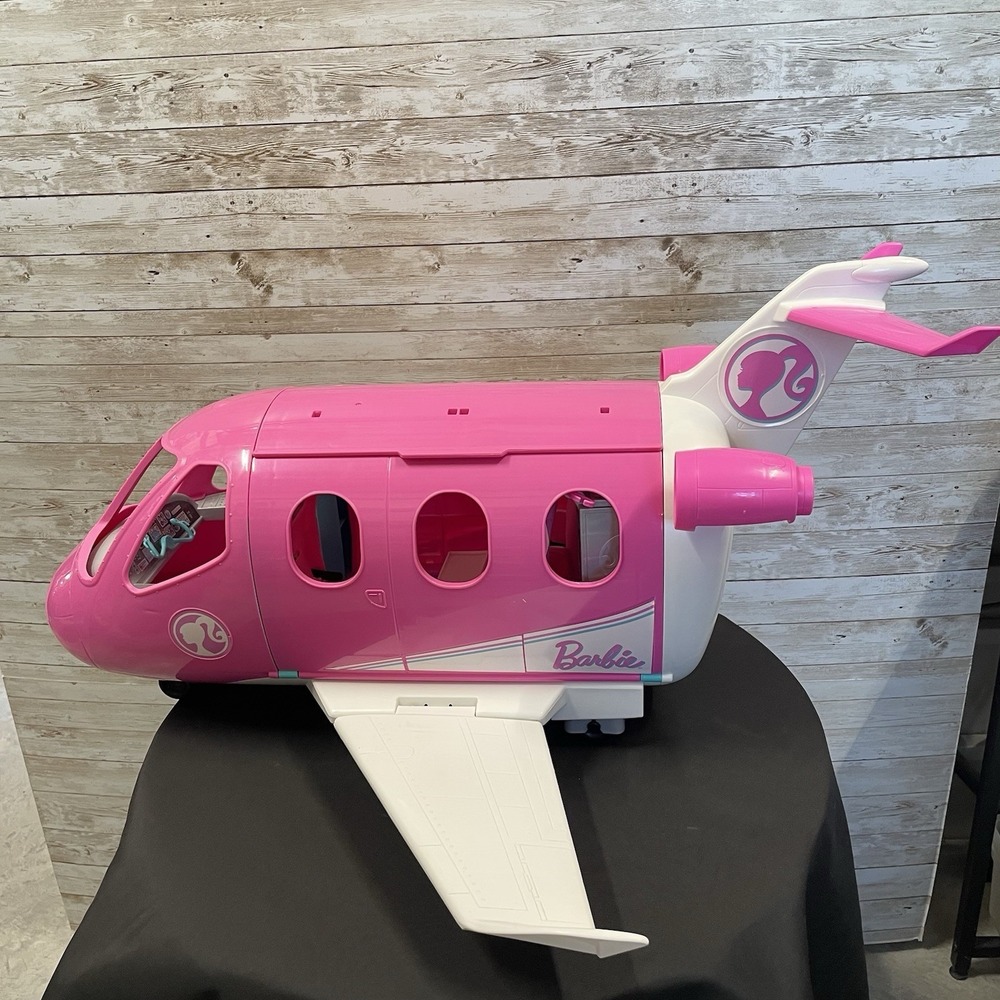 Barbie Dream Plane Airplane Jumbo Jet 2019 Mattel Play Set Pink + Serving Cart - Picture 5 of 16